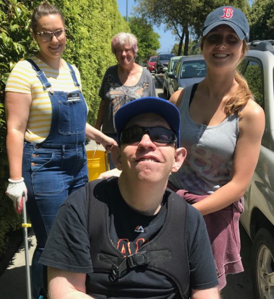 Ian helping keep the community clean